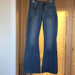 Bootleg faded stretch jeans